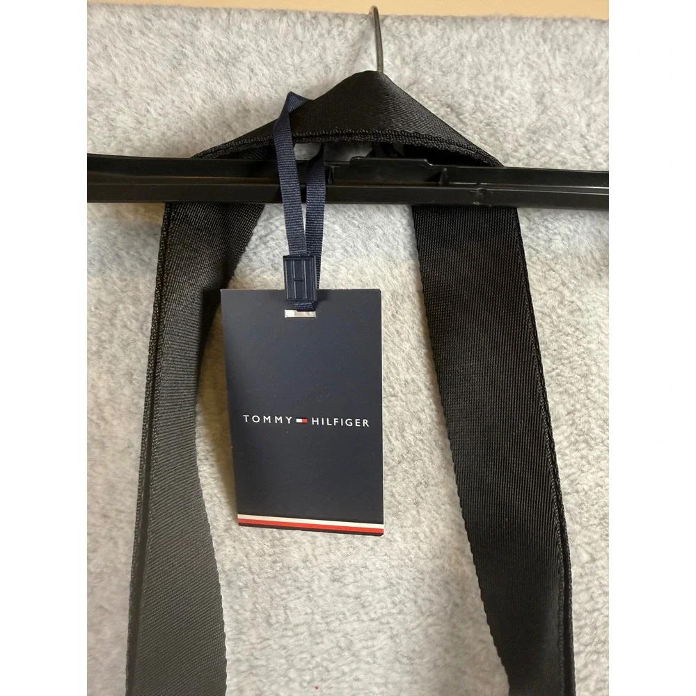 Tommy Hilfiger Mens Crossbody Bag Black Signature Flag Stripe Messenger Bag